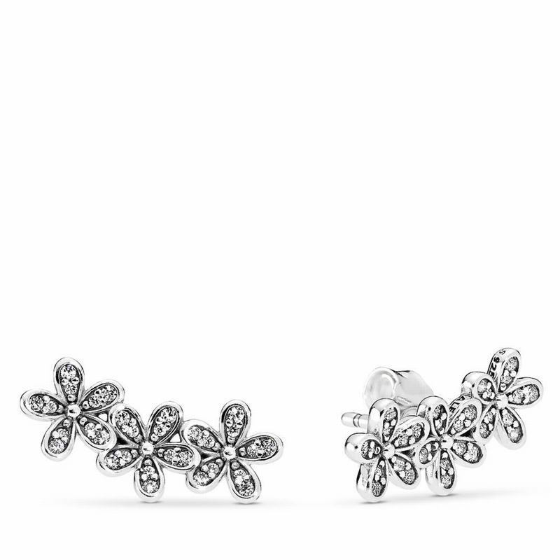 Pandora Australia Dazzling Daisies Stud Earrings - Sterling Silver | ZOHDFP613